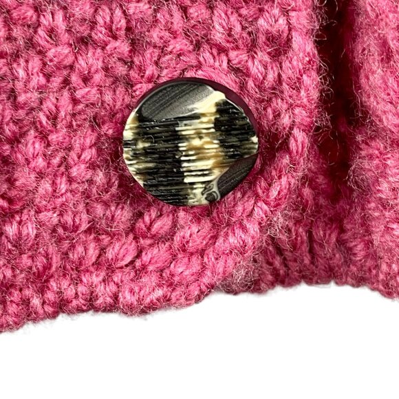 Carraig Donn Merino Wool Cardigan Pink Cable Knit • Preppy Classic Ireland • M - Picture 8 of 14